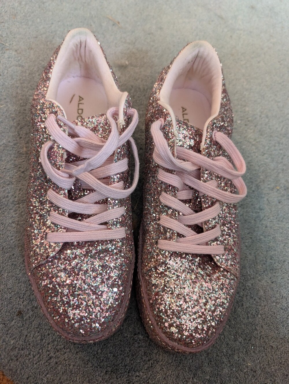 ALDO Rose Pink Glitter Lace-Up Sneakers